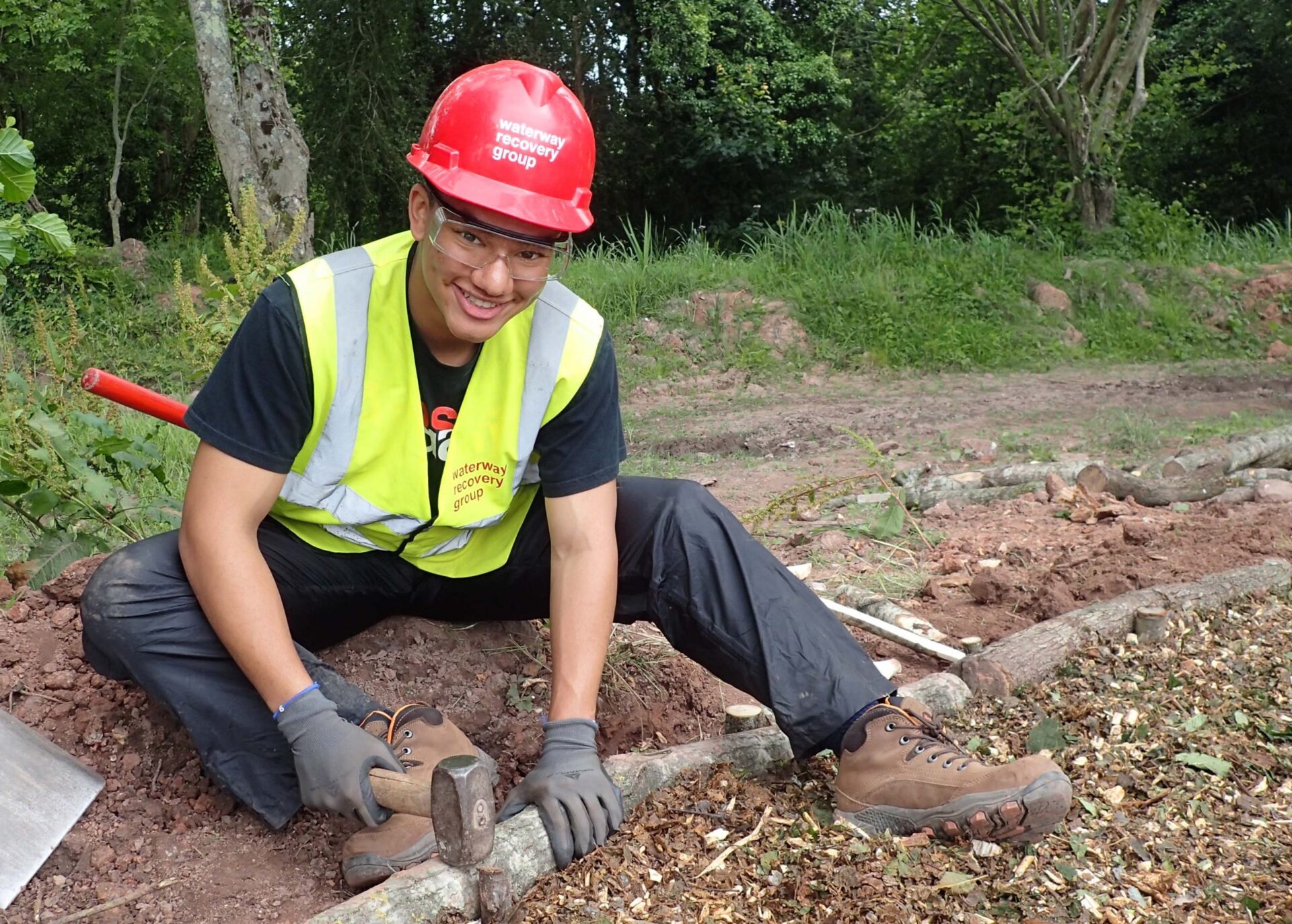 Volunteer constructing new pathway