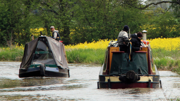 Boats cruising in Handsacre on the Trent & Mersey Canal