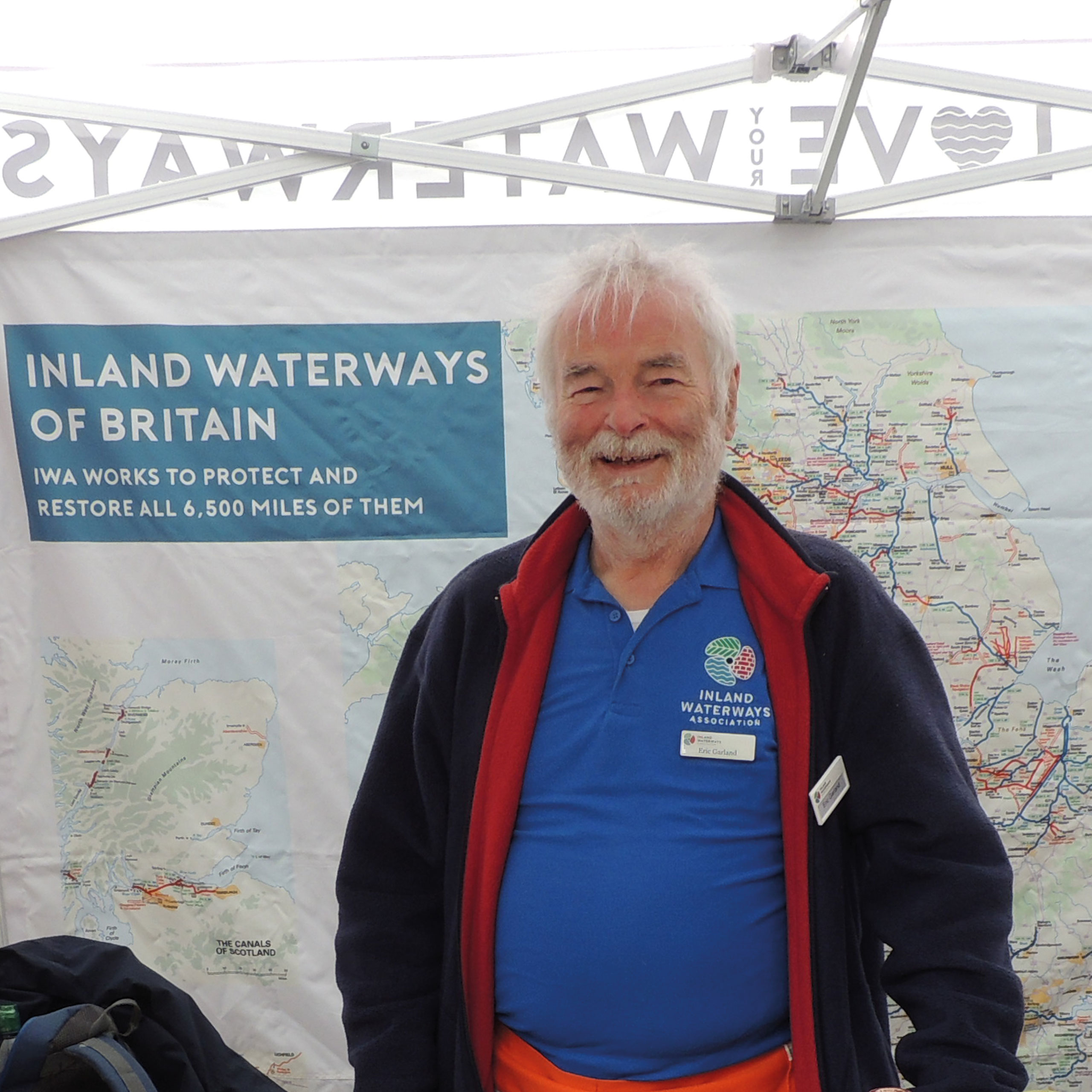 A volunteer looking after the gazebo stand at IWA Canalway Cavalcade