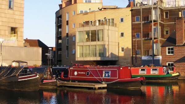 Moored boats on Walsall Basin