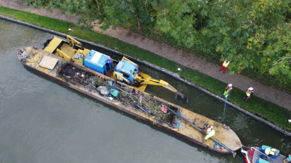 Rubbish in workboat on the Grand Union Canal