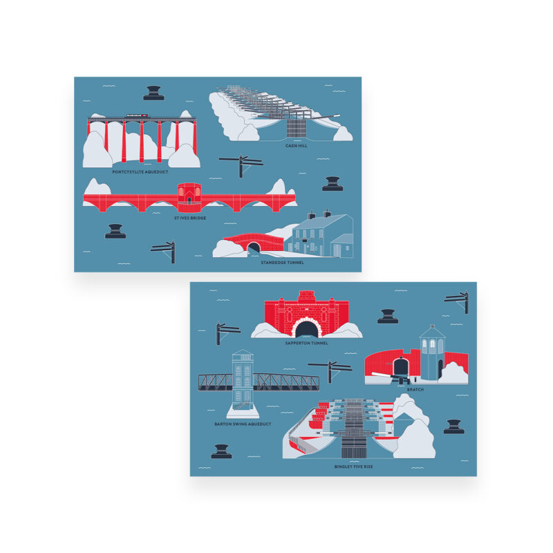 Waterways Heritage Notelet featuring iconic waterways structures