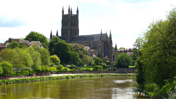 Worcester Cathdral overlooking the River Severn