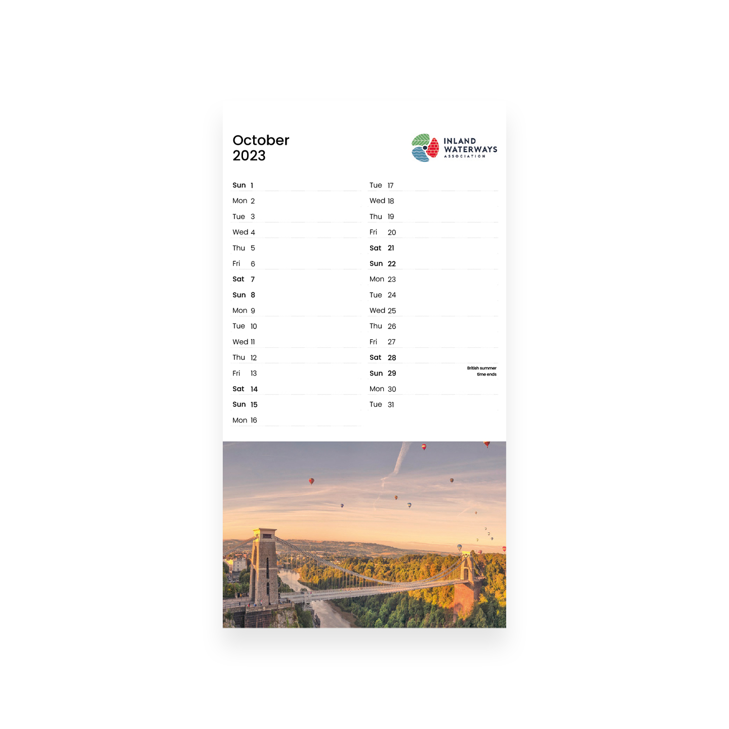 IWA Calendar 2023 - Postcards - Inland Waterways