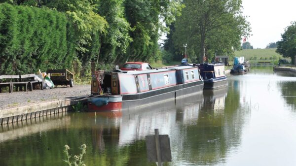 Moored boats on Snarestone Wharf Ashby Canal.
