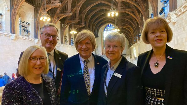 Some of the MPs who took part in the Parliamentary Debate on 22nd November, with representatives of Canal & River Trust and IWA. (l-r: Maggie Throup MP for Erewash, Richard Parry, Chief Executive of Canal & River Trust, Michael Fabricant MP for Lichfield, Sue O’Hare, Deputy Chair of The Inland Waterways Association, Wendy Morton MP for Aldridge & Brownhills).” Photo by Paul Rodgers