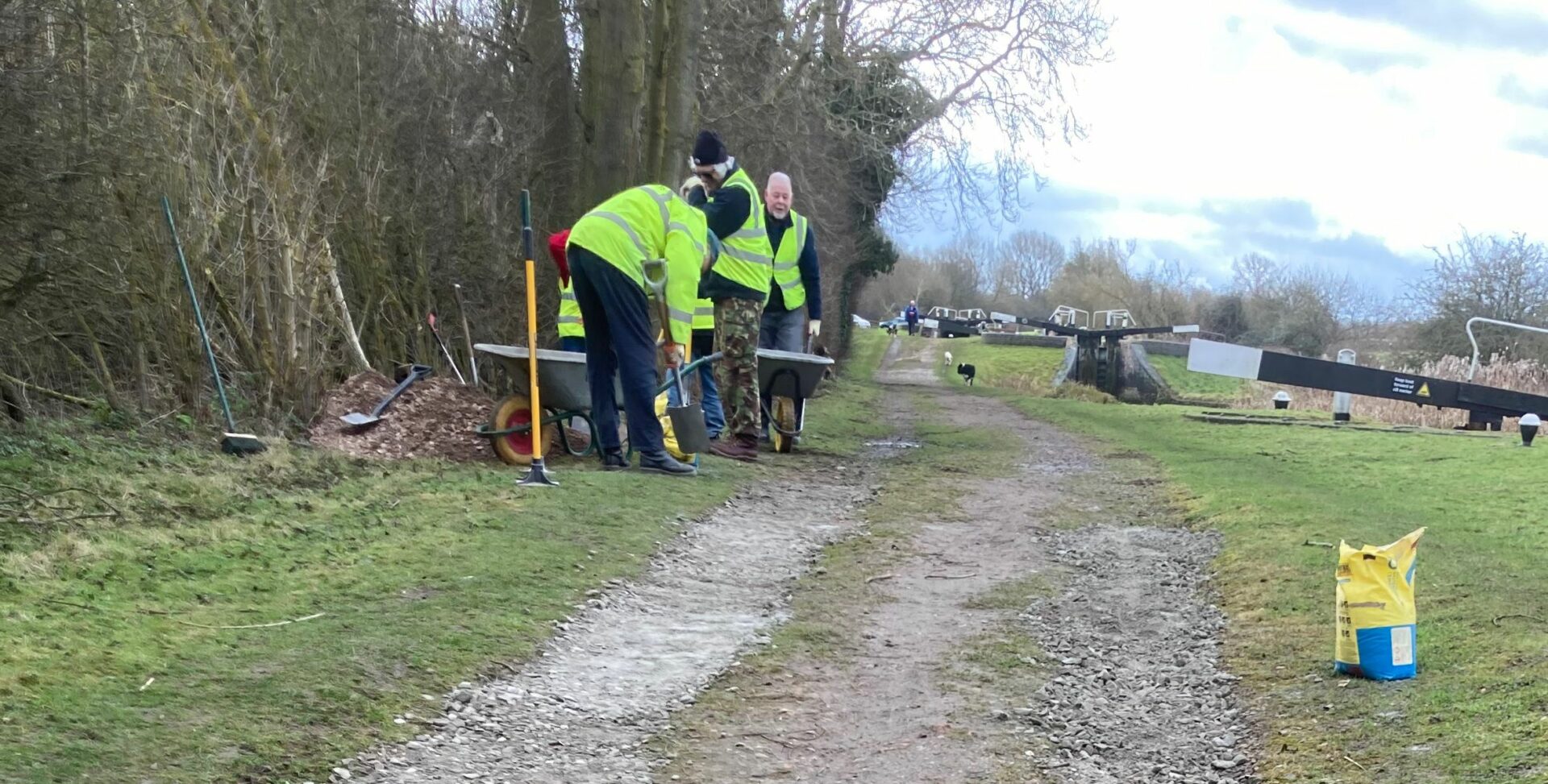 Volunteers repairing Track