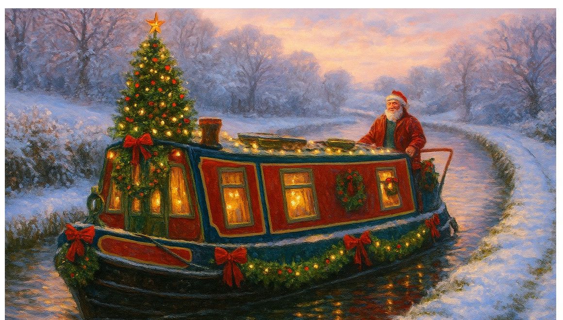 Boat decorated for xmas