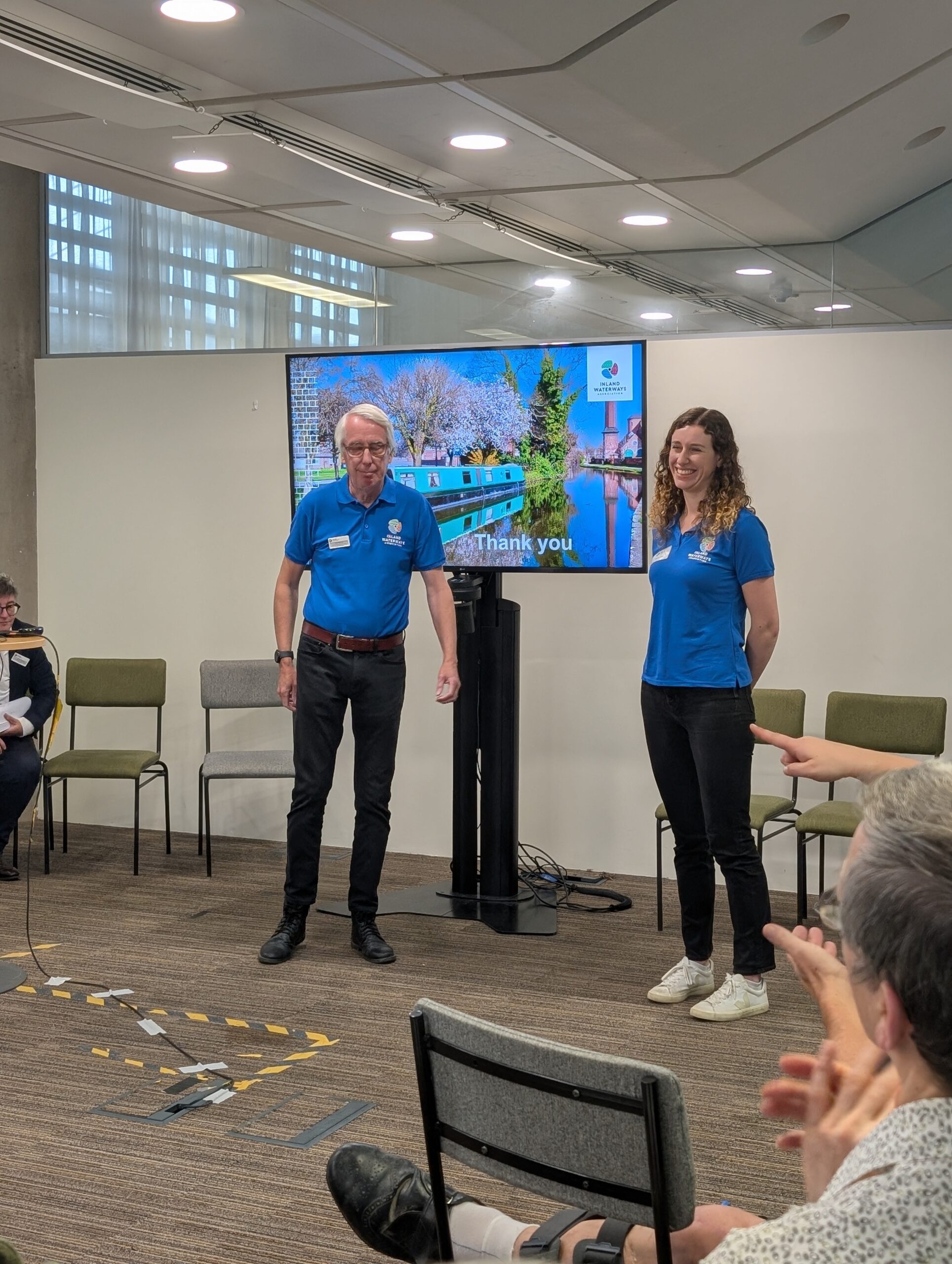 Hannah Rigley and Paul Thomas presenting their campaign about the Mon and Brec