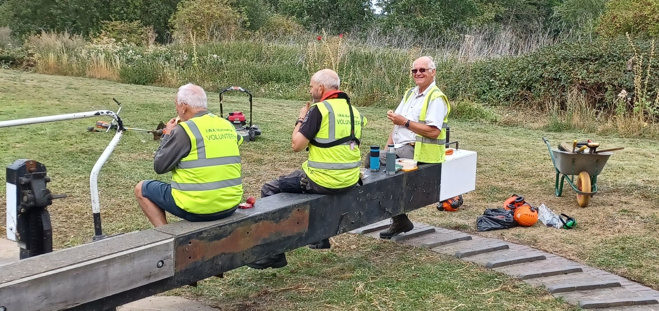 Volunteers taking a break