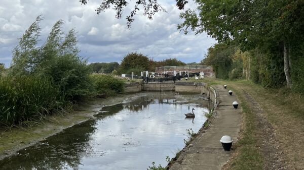 Low water on a section of the Grand Union Leicester Section during the 2025 drought.