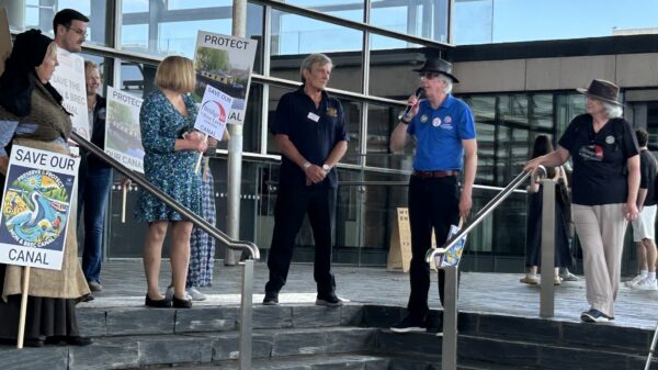 Protesters outside the Senedd in July